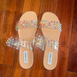 Steve Madden Beige Sandals with Multicolor Studs